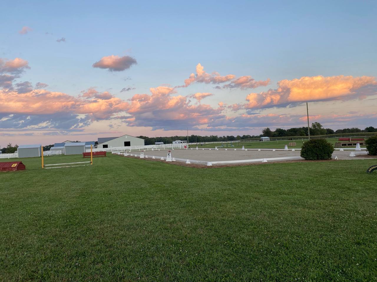 Outdoor arena at sunset